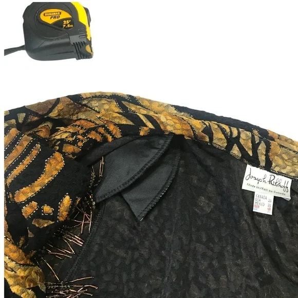 Retro Abstract Print Drape Jacket/Kimono Jacket/Abstract Metallic Open Front - Picture 7 of 16